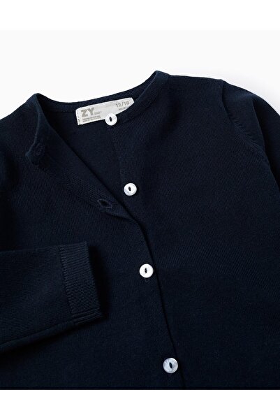 Ziddy Round Neck Cardigan for Baby Girls, Dark Blue