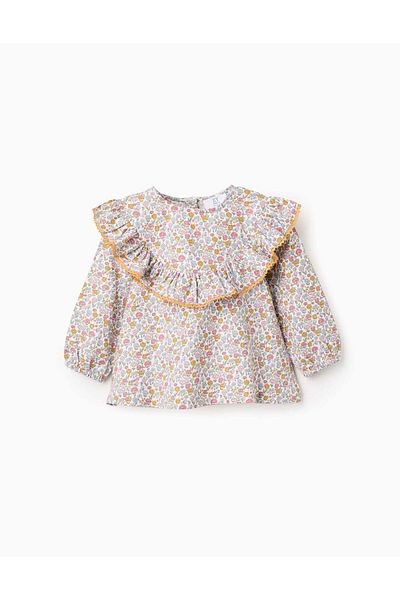 Ziddy Cotton Floral Blouse for Baby Girls, Multicolour