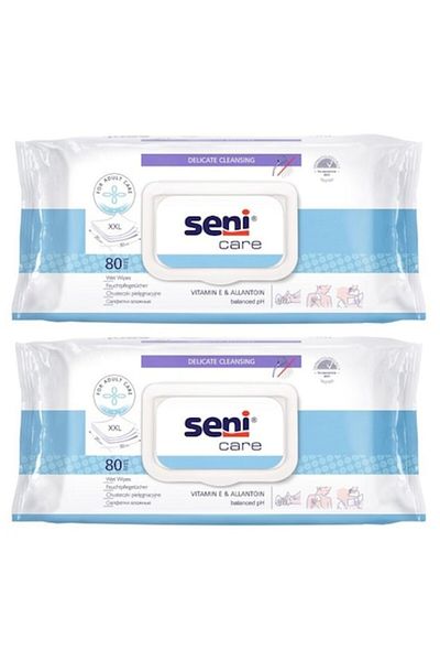SENİCARE Pachet 2 x Servetele Umede Igienice Incontinenta cu Capac Seni Care Vitamina E si Alantoina, 80 Buca