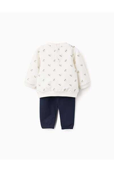 Ziddy بدلة رياضية بنقشة "مفاتيح" للأطفال حديثي الولادة، باللونين الأبيض والأزرق