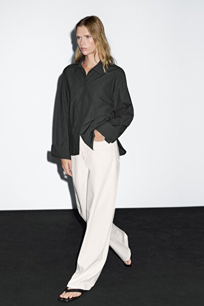 Massimo Dutti Bol kesim %100 pamuklu poplin gömlek