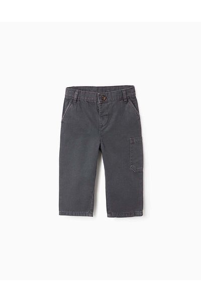 Ziddy Cotton Cargo Trousers for Baby Boys, Grey