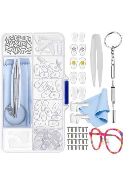 zola Kit reparatie ochelari, 30 pernite punte nazala, 60 suruburi, penseta, surubelnita, laveta