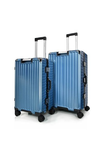 MORANO Morano Luggage Set with Aluminum Frame, Modern Design, and Secure Numbered Lock, Blue, Size: 28-24-20 inches