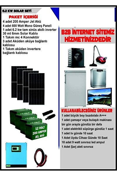 Bolsat SOLAR 6.2 KW SET- 2400WATT PANEL - 800 AMPER JEL AKÜ - 6200WATT TAM Sİ...