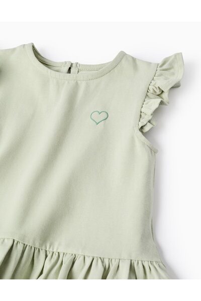 Ziddy Top + Floral Ribbed Leggings for Baby Girls, Green/White