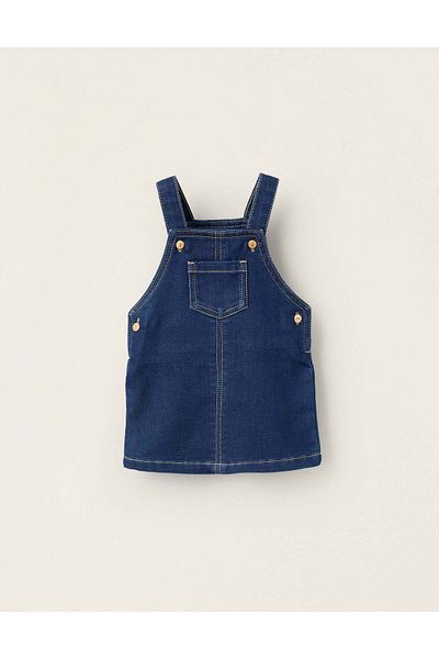 Ziddy Denim Pinafore Dress for Newborns, Blue