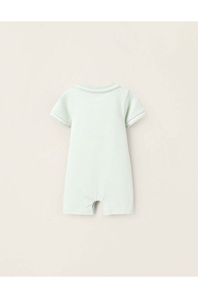 Ziddy Piqué Polo Romper for Newborns, Aqua Green