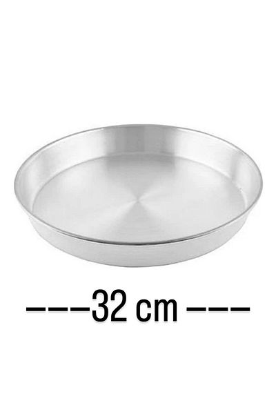 Becenhouse 32 cm Shiny Aluminum Round Baklava Pastry Baking Tray 1 Piece