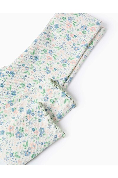 Ziddy Top + Floral Ribbed Leggings for Baby Girls, Green/White