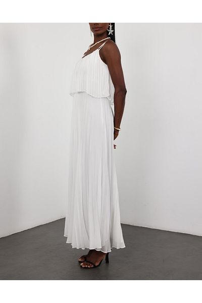 boutich Women's Pulled White Maxi Dress