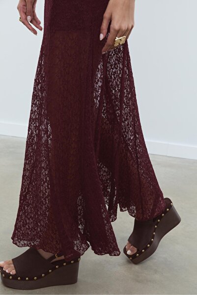 Stradivarius Midi Dantel Etek