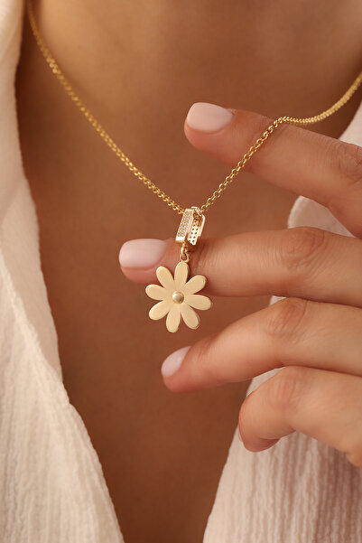 YAVUZ KUYUMCULUK 14 Ayar Altın Doch Zincir Çiçek Kolye