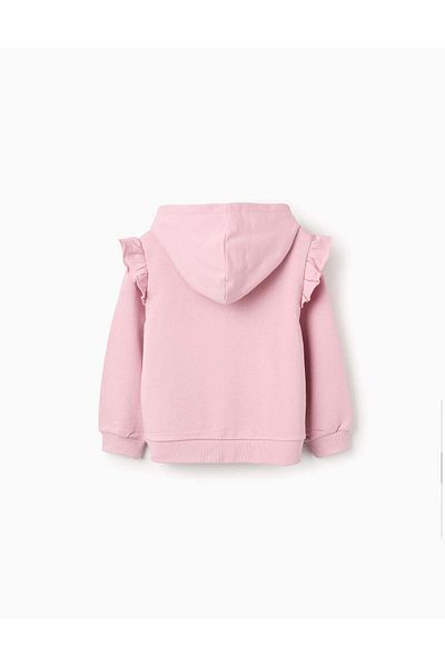 Ziddy Cotton Hooded Jacket with Ruffles for Girls 'Stitch', Pink