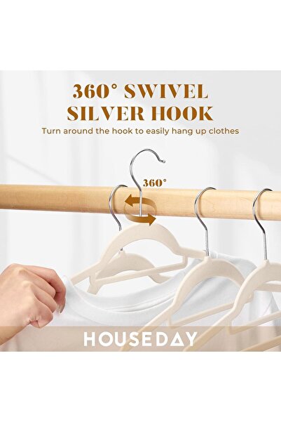 Saharaz 100 PCS Velvet Hangers,Non-Slip with 360° Rotating Hook,Ideal for Suits,Dresses More,Lvory White