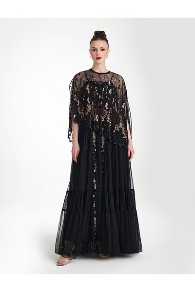 shalky Long black evening dress
