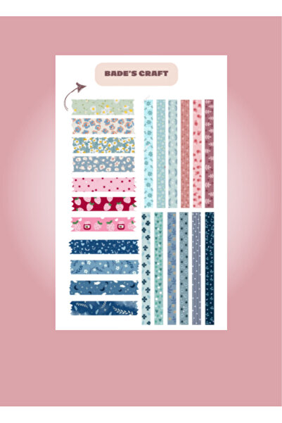badescraft Washi Tape Sticker Set- Renkli Şeritler Sticker- Etiket- Defter Aj...