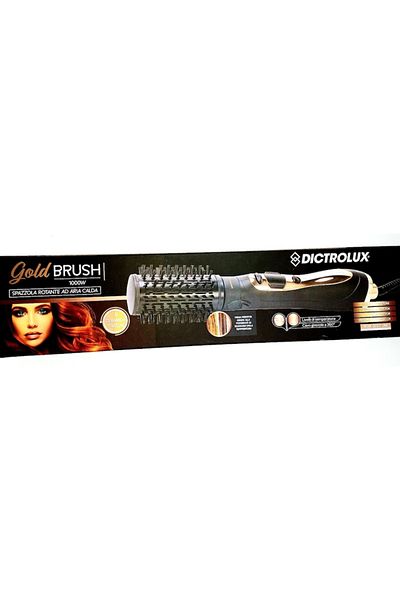Dictro Lux Gold Brush Rotating Hairbrush, 1000W, Hot and Cold Air, Black-Pink