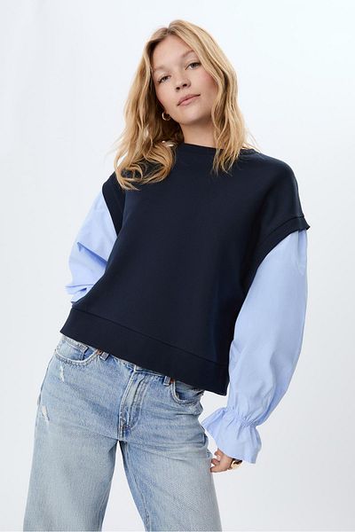 Stradivarius Sweatshirt with contrast puff sleeves