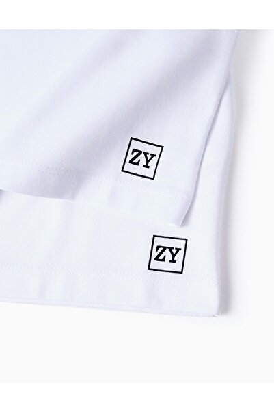 Ziddy Pack of 2 Cotton T-shirts for Boys, White
