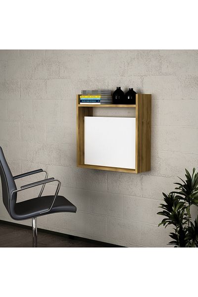 UnicUtil Desk, Wall Fold, UnicUtil, 60 x 19.6 x 60 cm, White and Brown, UUDESK23