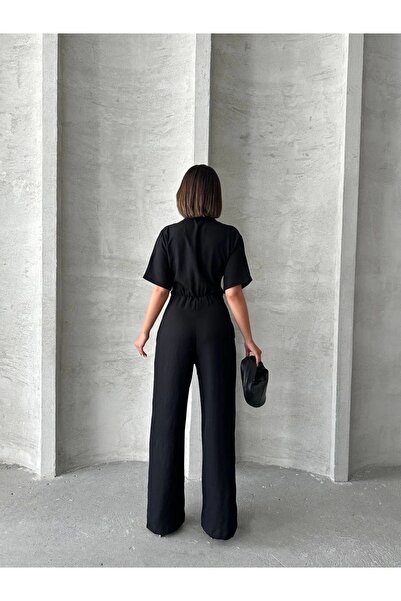 hibiscus Long Linen Jumpsuit S 255059