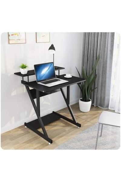 Wemart Small Computer Desk, 3-Tier Small Space Saving Table (Black, 100 cm)