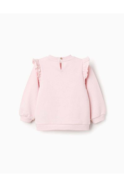 Ziddy Cotton Sweatshirt with Ruffles for Newborn Girls 'Marie', Pink