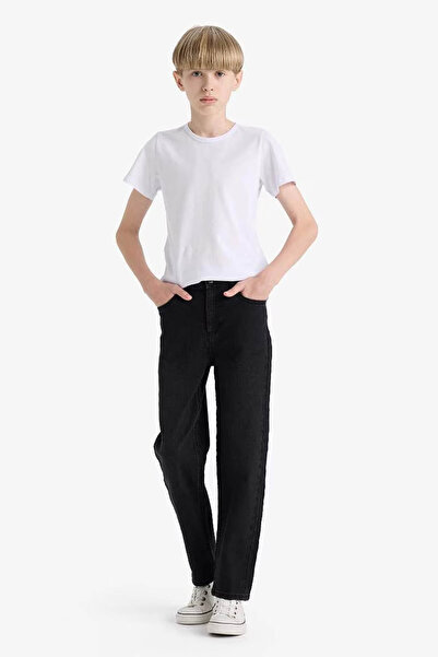 DeFacto بنطلون جينز للأولاد باللون الأسود بقصة مستقيمة F0454A8/NM40