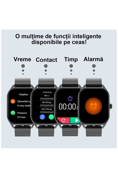 Smart Vibe DT™ WA9CH MAX - AMOLED Smartwatch Apel Bluetooth, 24/7 Fitness Tracker, HR/ECG/Somn/SpO2, Black