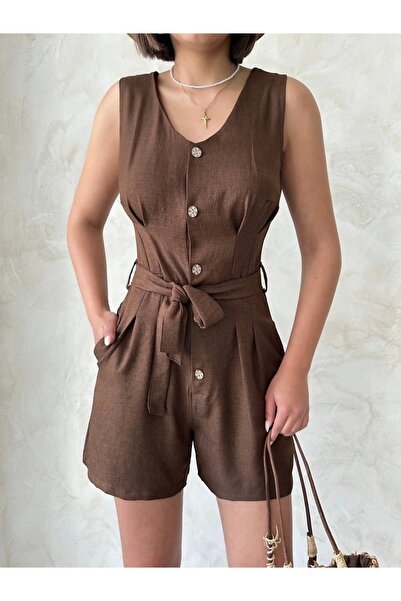 hibiscus Jumpsuit with Belt Shorts