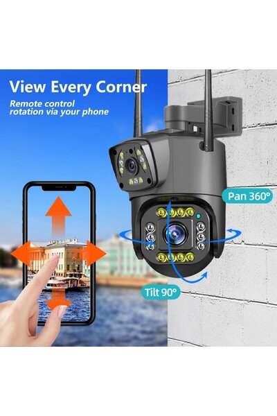 V380 Pro Camera de Supraveghere, IP, Wi-fi, Dubla, Inteligenta 360, 8MP, 4K, 1080P, Zoom Optic 10X, Detectie
