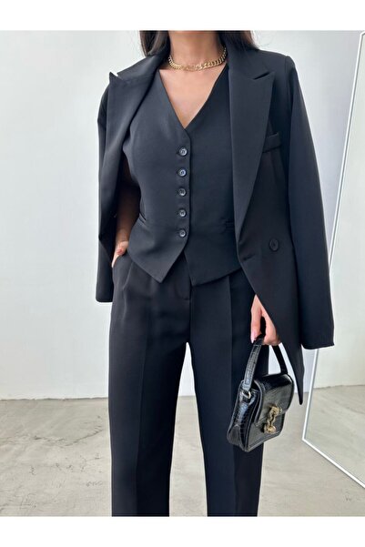 Moda İkra jacket vest palazzo pants 3-piece suit