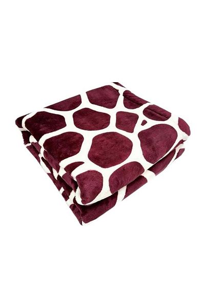 OEM Cocolino blanket, double bed, 200 x 230 cm, fluffy and soft to the touch, Print, burgundy with white