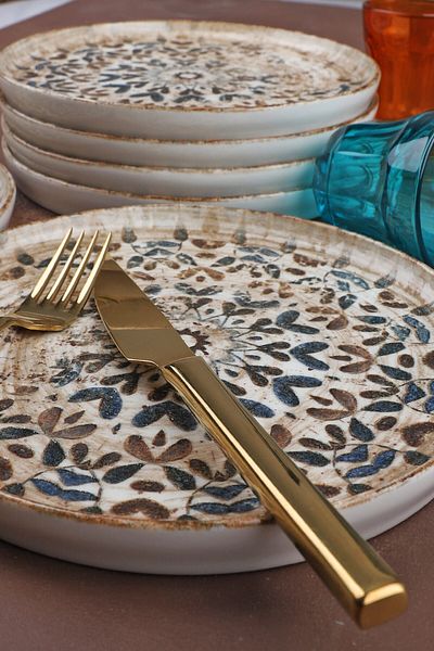 Porselen Diyarı Porcelain 6-Piece Antique Pattern Digital Printing Cake Plate 20 cm