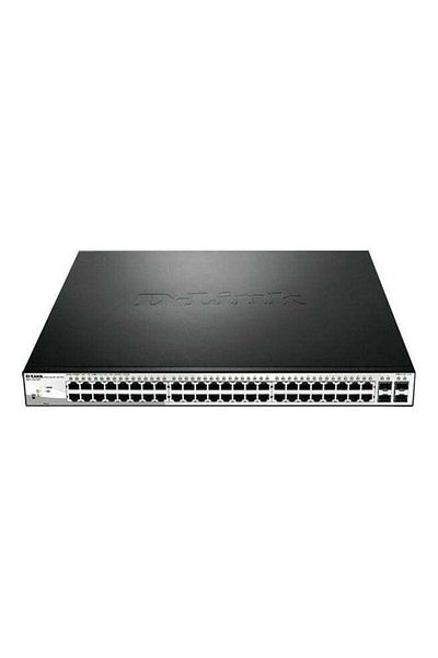 D-Link 52 Port Smart Managed PoE Switch, 4 x Gigabit GbE/SFP Combo Ports, L2+ Routing, 370W PoE, Adv