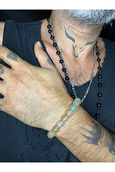 Mos Tespih سوار من حجر العقيق الطبيعي 19 حجرًا