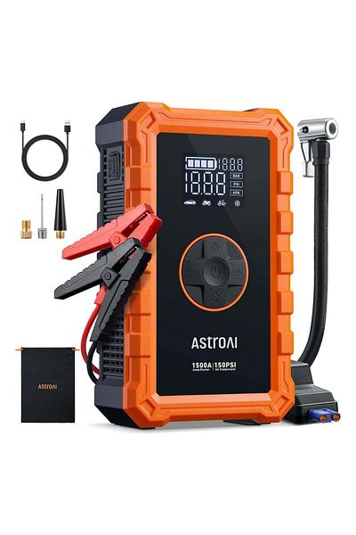 AstroAI S8 Air Jump Starter with Air Compressor, 1500A Car Battery Jumper Starter Portable (6.0 Gas/