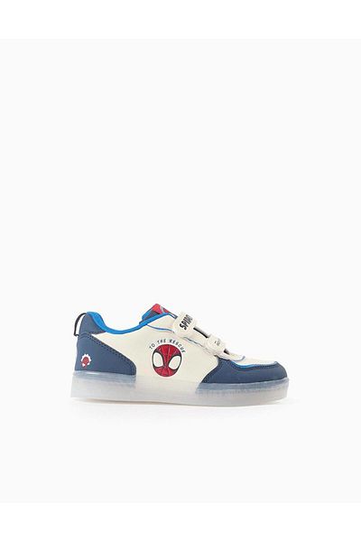 Ziddy Light -Up Trainers for Boys 'Spider-Man', White/Blue