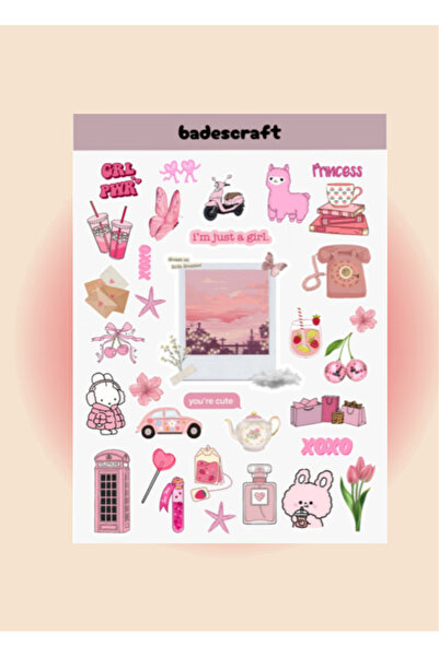 badescraft Pembe Konsept Sticker- Pink Konsept- Etiket- Defter Ajanda Bullet ...