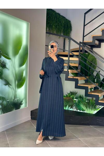 Armine مجموعة معطف مخطط 25Y9019 أزرق داكن