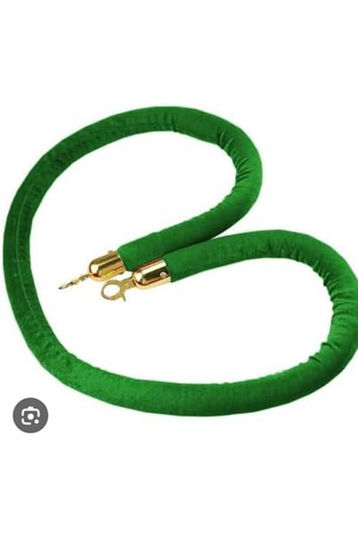 Generic Velvet Stanchion Rope with Gold Hooks, 150 cm, Green