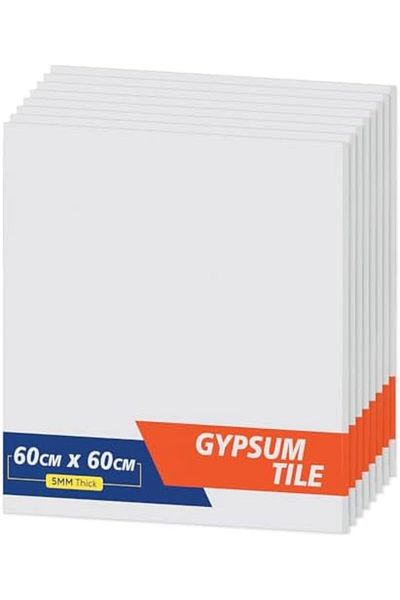 Duravel Ultra-Thin Artificial Ceiling Tiles, White, 600 × 600 × 7 mm, Pack of 8