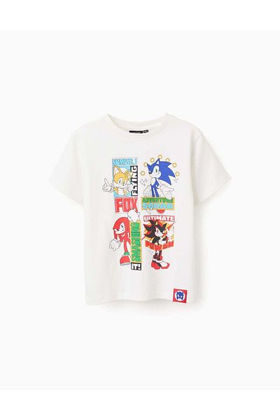 Ziddy Cotton T-shirt for Boys 'Sonic, Knuckles, Shadow, Tails', White