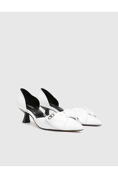 İLVİ Darya Genuine Leather White Women's Heeled Shoes