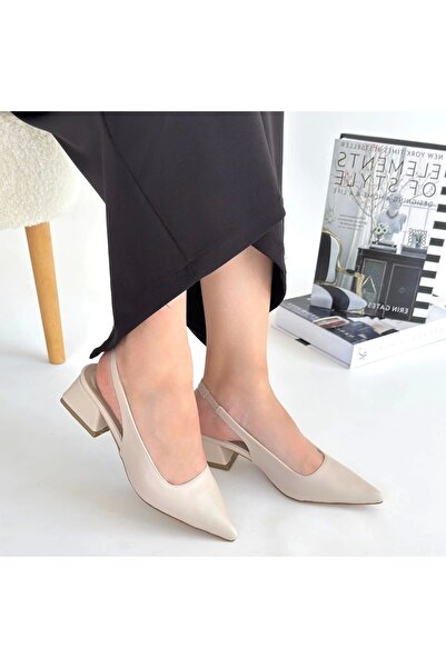 hibiscus Morji Beige Skin Heeled Shoes
