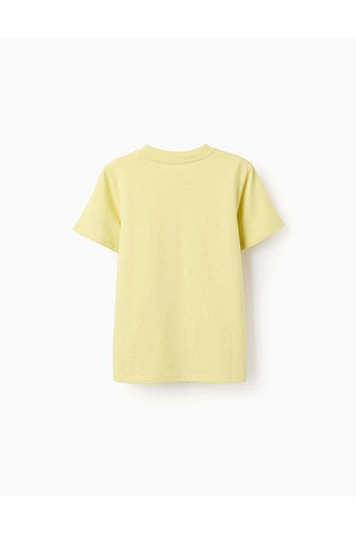 Ziddy Cotton T-shirt with Front Print for Boys 'Abstraction', Yellow