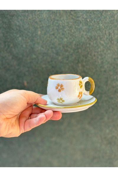 Cem 2 Personality Oil Green Clover Pattern Charming Coffee Cup