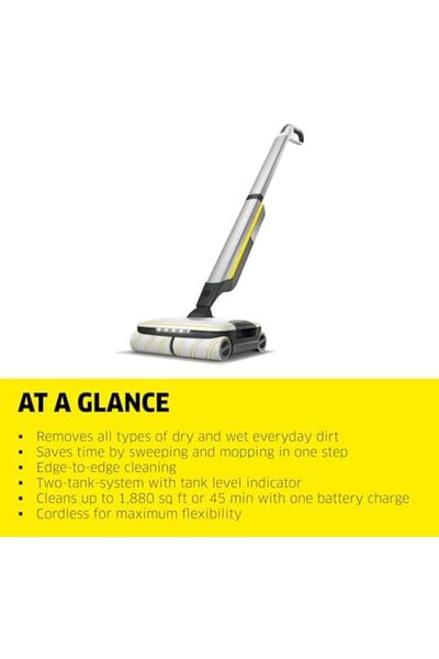 Karcher FC7 Electric Mop & Sanitize Hard Floor Cleaner - Perfect for Laminate, Wood, Tile, LVT, Viny