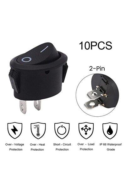 Helweet Set of 10 switches, ABS, black, 25 x 17 mm